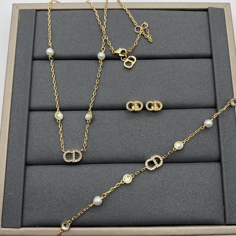 디올 CD 클레어 목걸이 귀걸이 팔찌 세트