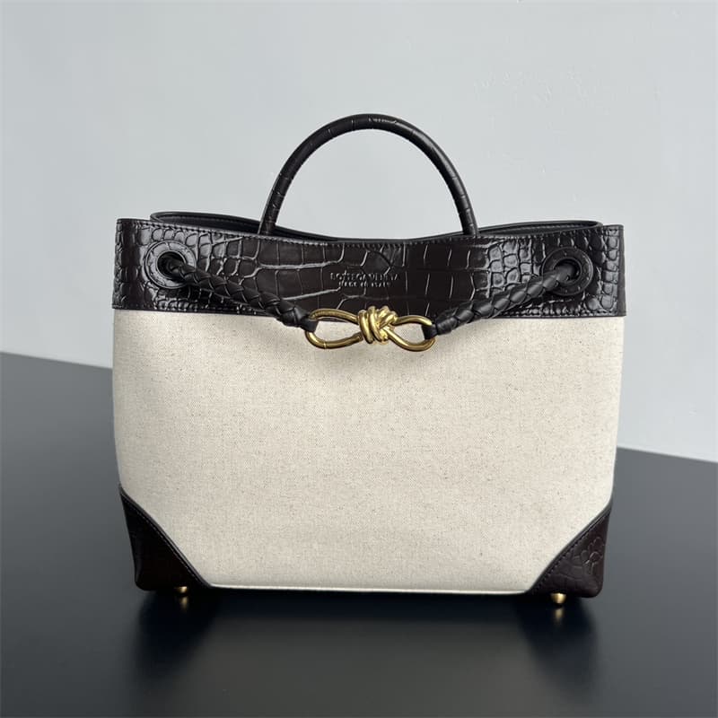 보테가베네타 안디아모 캔버스 백 브라운 금장 743572