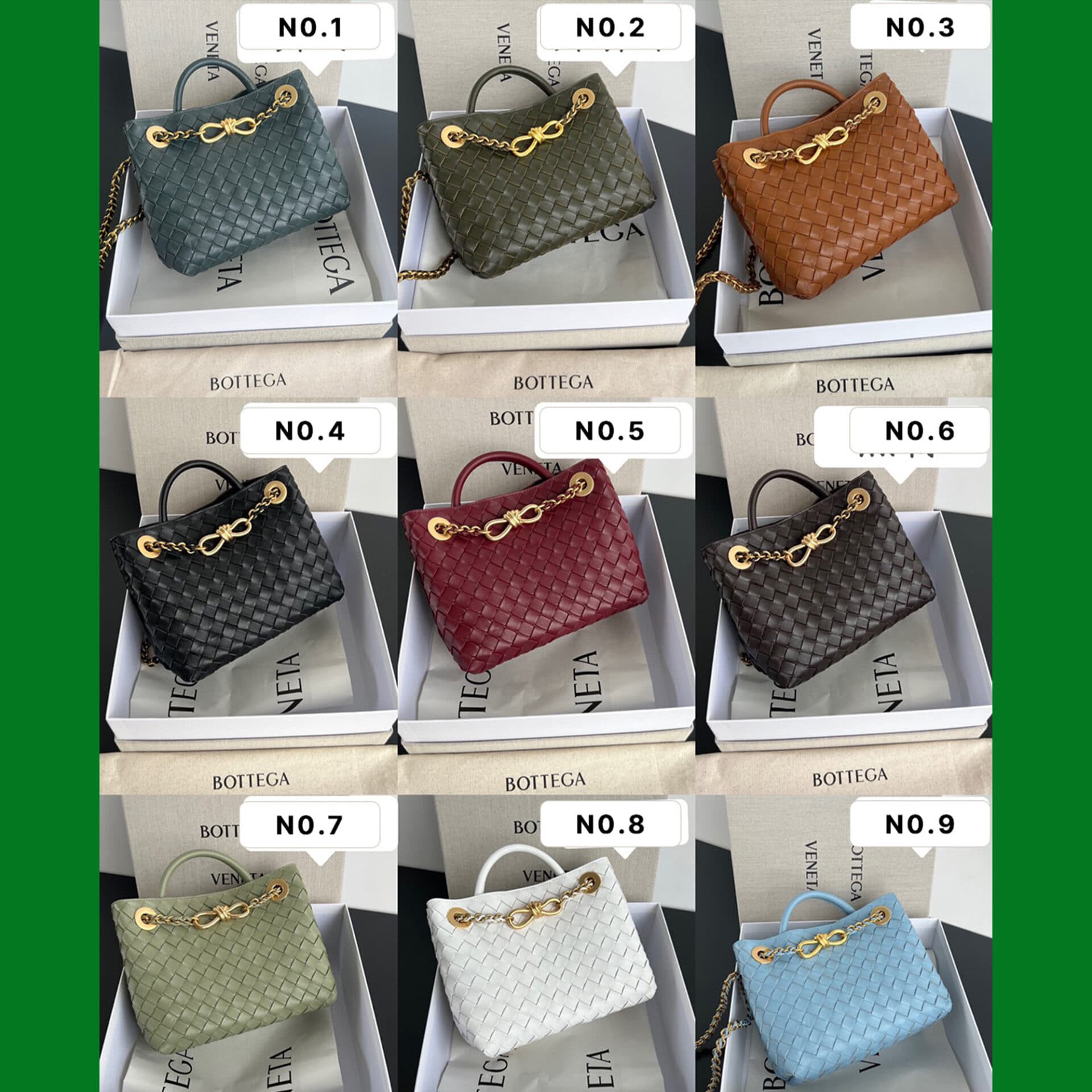 보테가베네타 인트레치아토 스몰 체인 안디아모 탑 핸들 백 25*22*10.5CM “9COLOR”