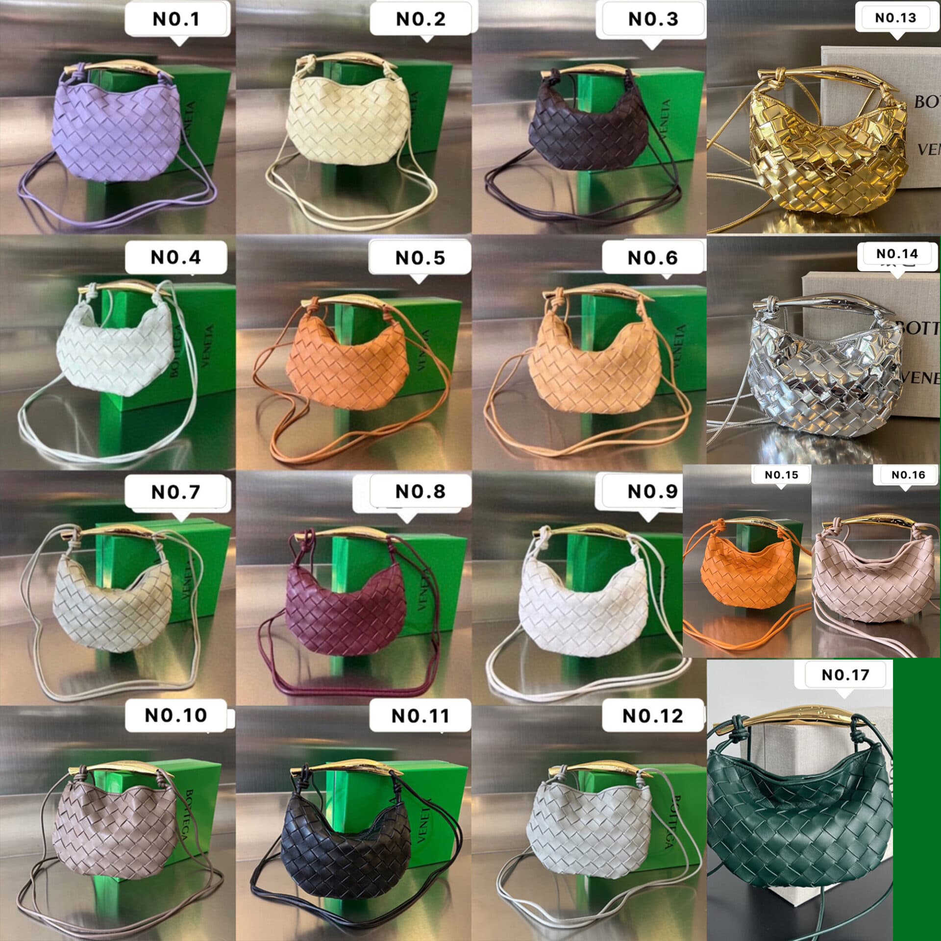 보테가베네타 인트레 치아토 미니 사르딘 크로스바디 메탈 탑 핸들백 20*12*2.5CM “17COLOR”