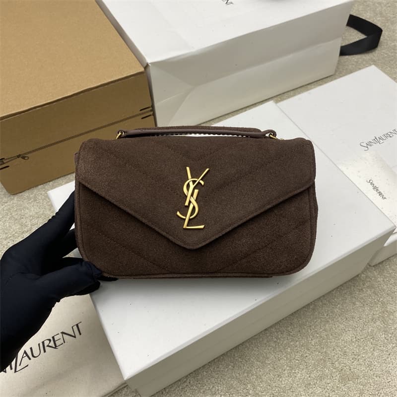 생로랑 마틀라세 스웨이드 루루 미니 백 브라운 821479