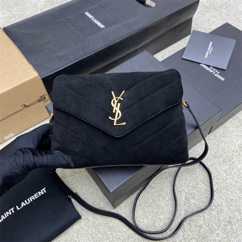 생로랑 스웨이드 벨벳 룰루 숄더 스몰 백 네이비 392255
