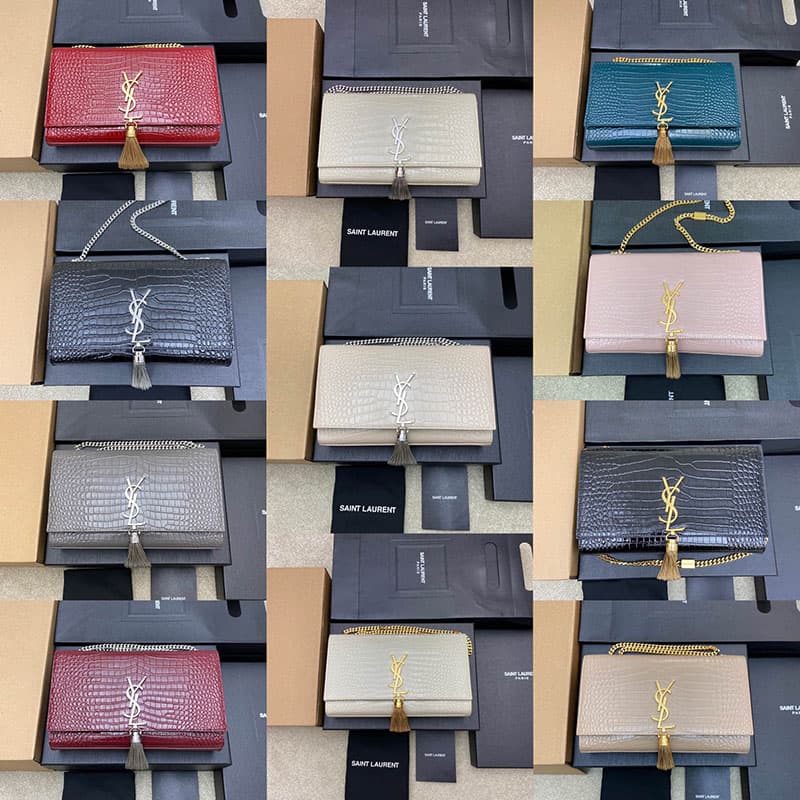 생로랑 케이트 미디엄 숄더백 크로커다일 엠보싱