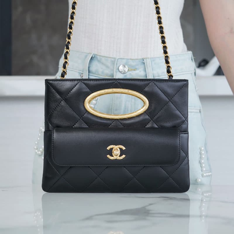 샤넬 램스킨 체인 클러치 크로스백