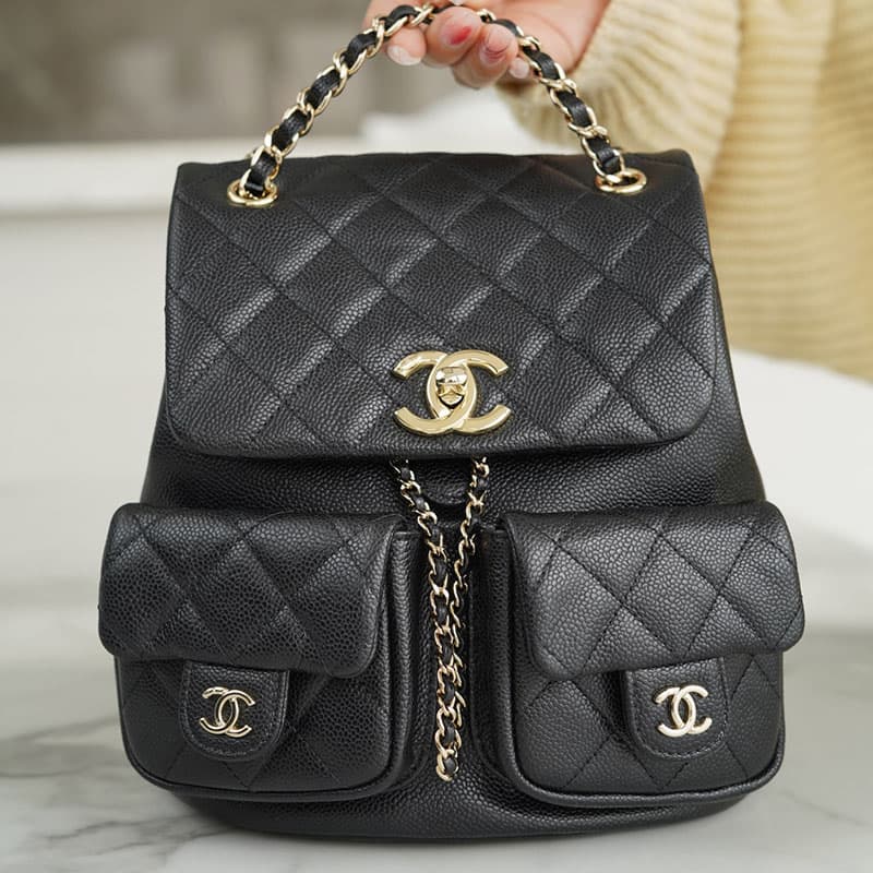 샤넬 23P HAAS 더블 포켓 듀마 백백 블랙