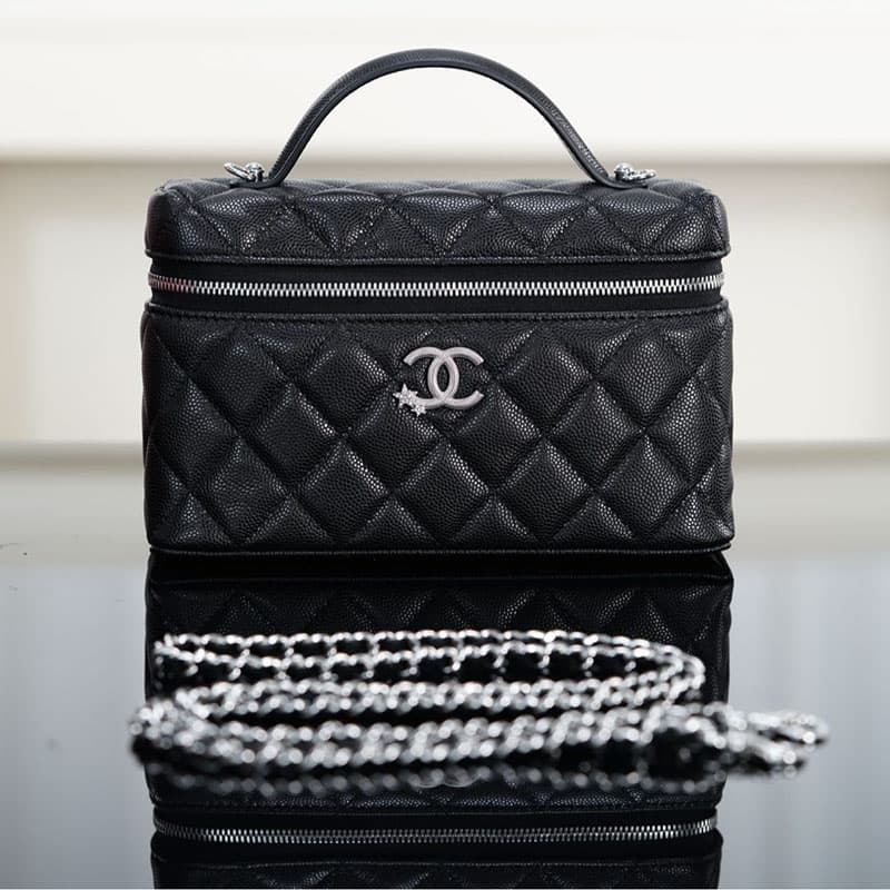 샤넬 25B 클래식 탑핸들 포쉐트 베니티백 블랙