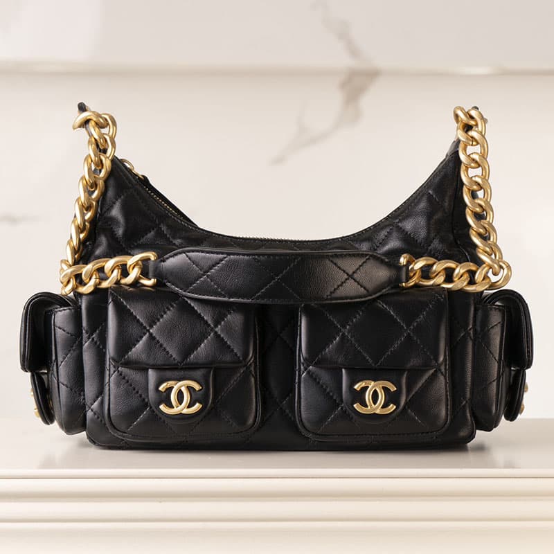 샤넬 25c 크루즈 호보 백 스몰 골드메탈 블랙