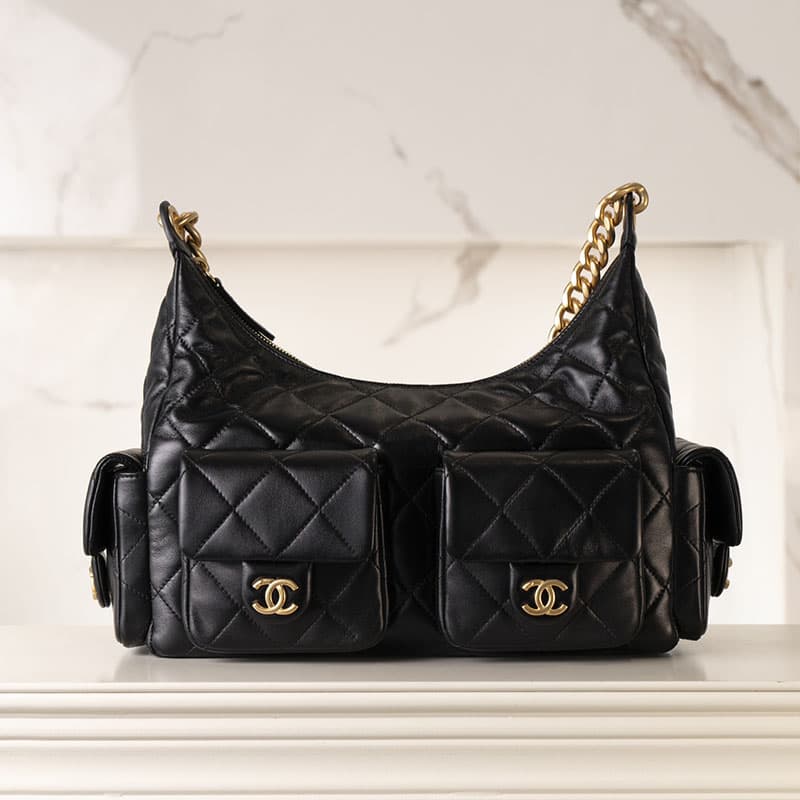 샤넬 25c 크루즈 호보 백 맥시 골드메탈 블랙