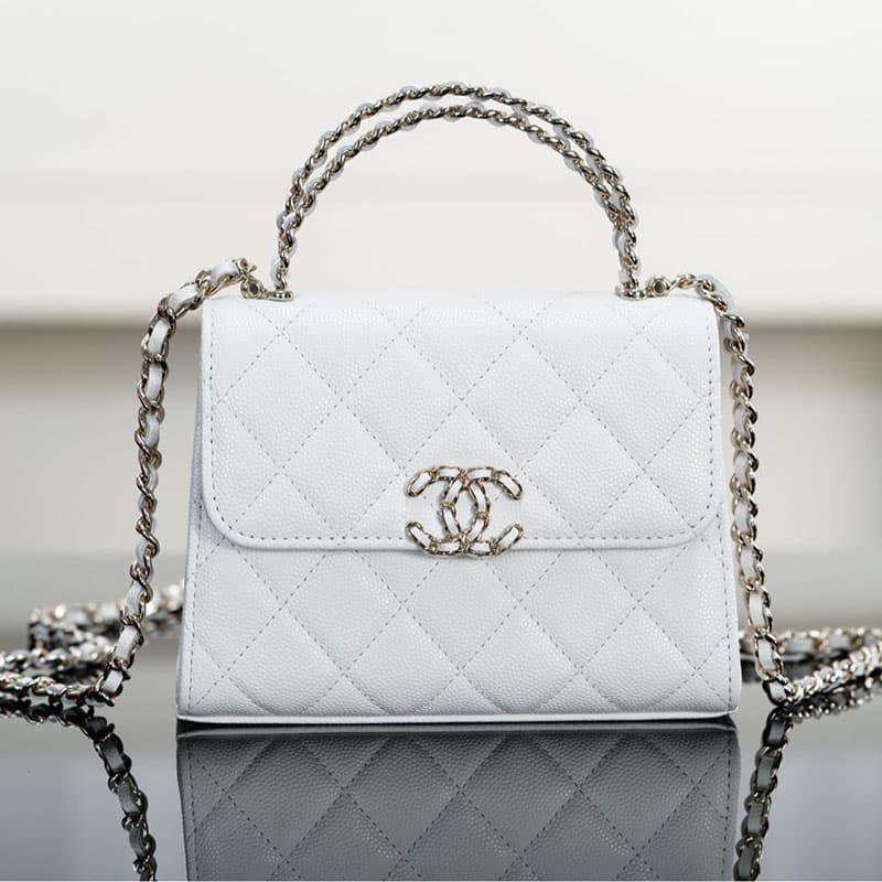 샤넬 25s 켈리 탑핸들 체인 크로스 백 화이트