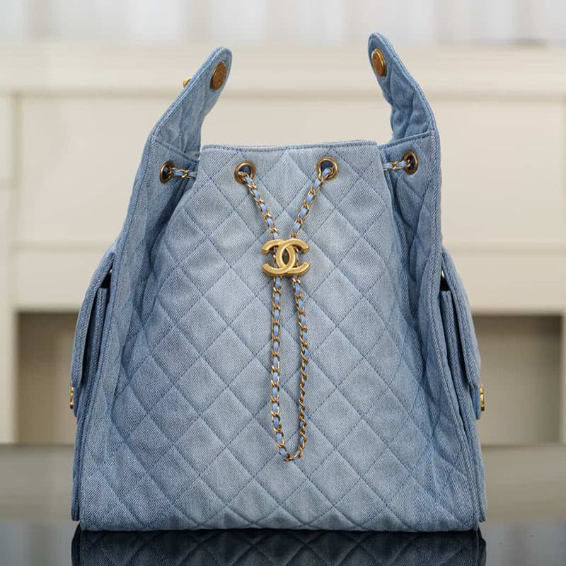 샤넬 25s 클래식 25백 미디엄 워시드 데님 체인 호보 백백