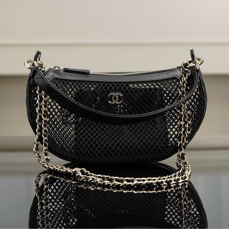 샤넬 25ss 메시 골드메탈 체인 미니 백