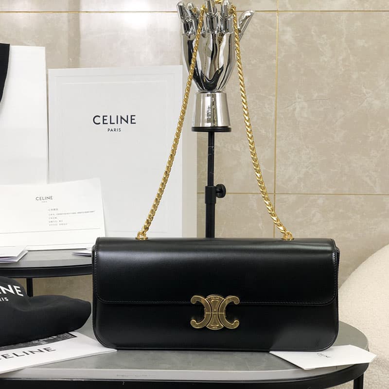 셀린느 금장 체인 숄더백 샤이니 카프스킨 블랙 197413