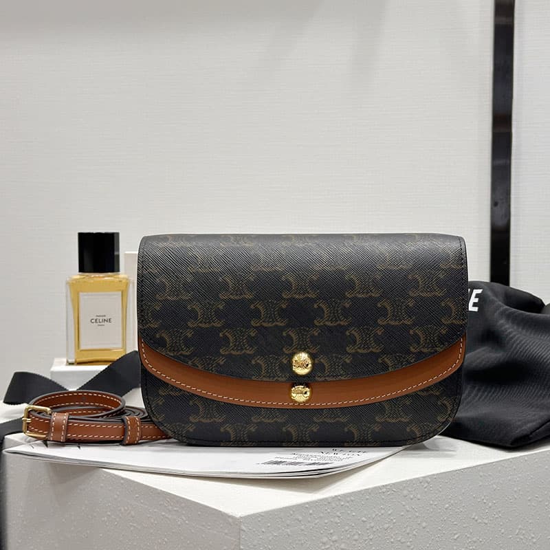 셀린느 듀오 스트랩 월렛 백 트리옹프 캔버스 10P672