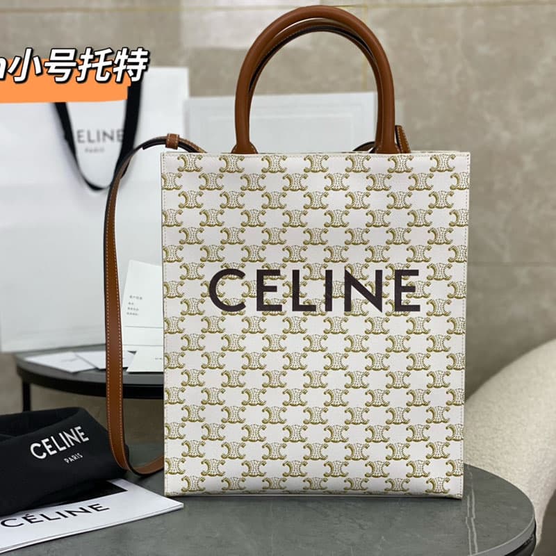 셀린느 버티컬 카바스 스몰 토트백 트리옹프 캔버스 화이트 191542