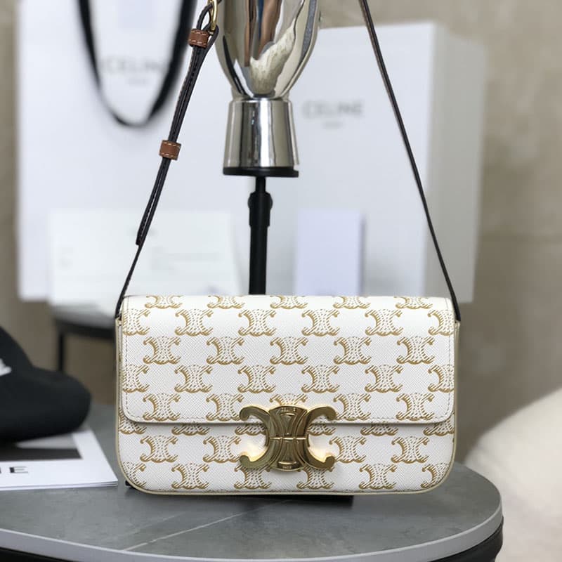 셀린느 트리옹프 클로드 숄더백 캔버스 화이트 194142