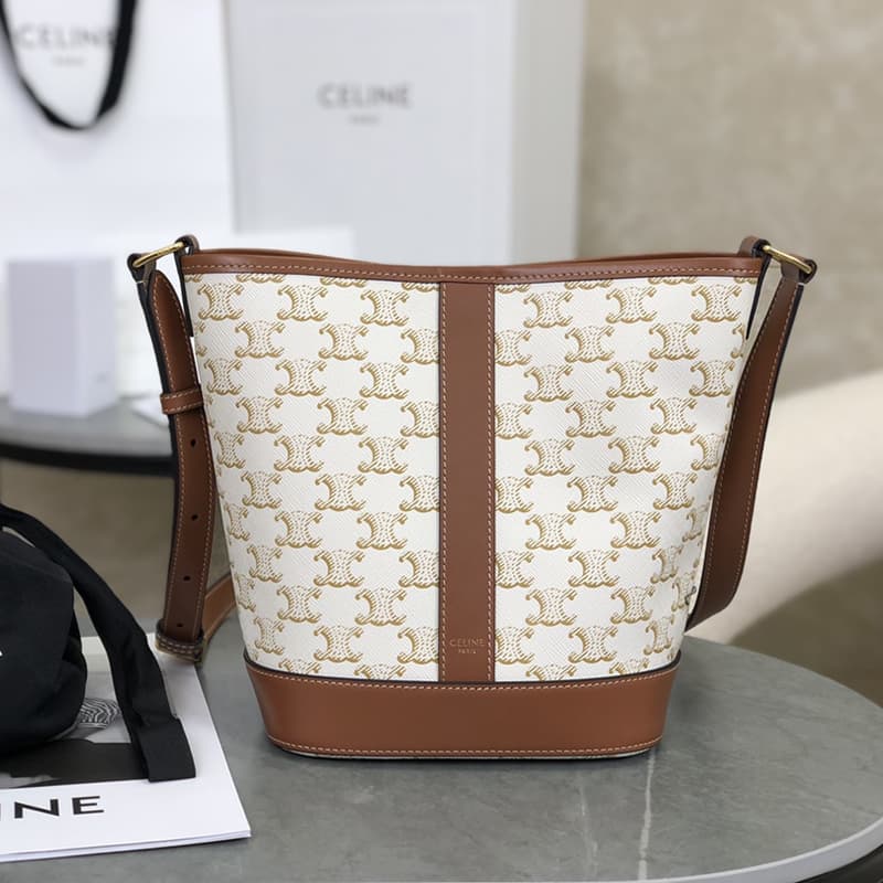 셀린느 스몰 버킷백 트리옹프 캔버스 화이트 191442