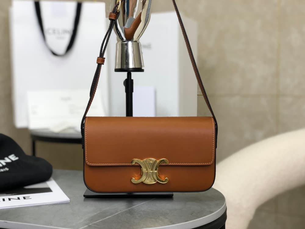 Celine Claude Triomphe Shoulder Bag Calfskin