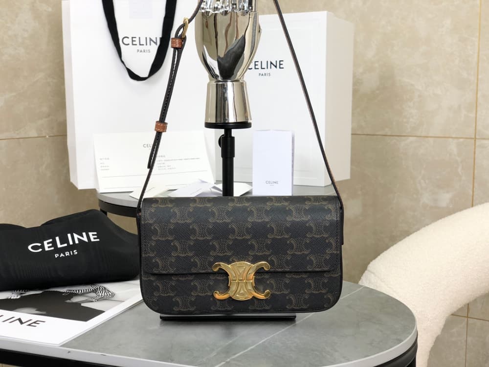 Celine Claude Triomphe Shoulder Bag Calfskin