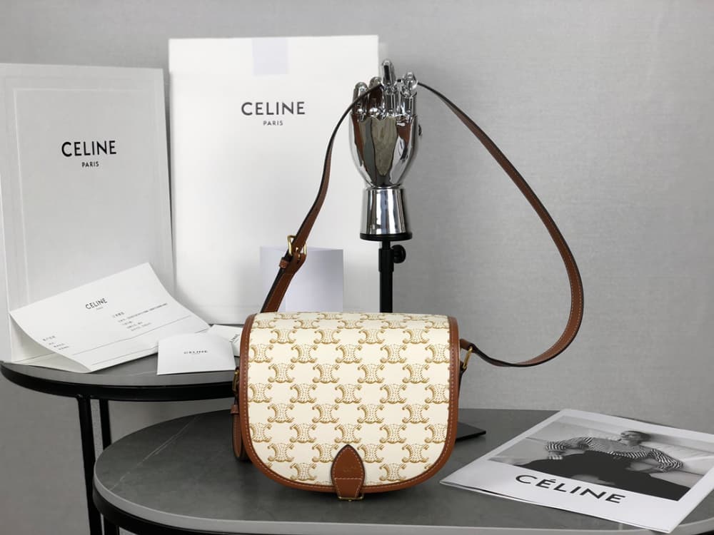 Celine Folco bag in Triomphe Canvas and Calfskin