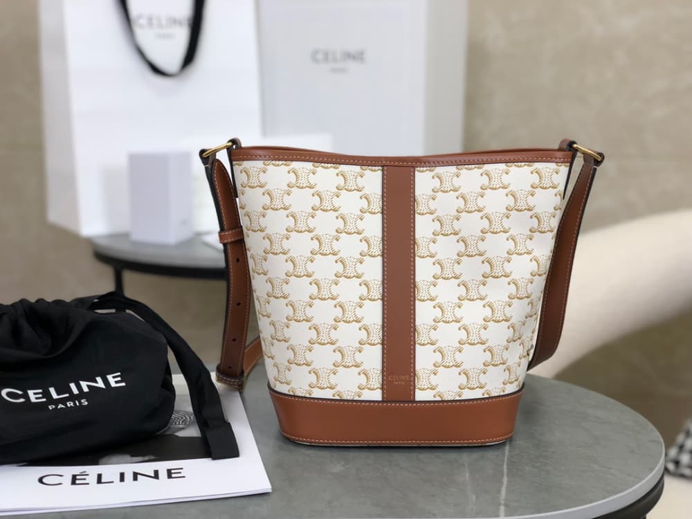 Celine Small Bucket Triomphe Canvas & Calfskin