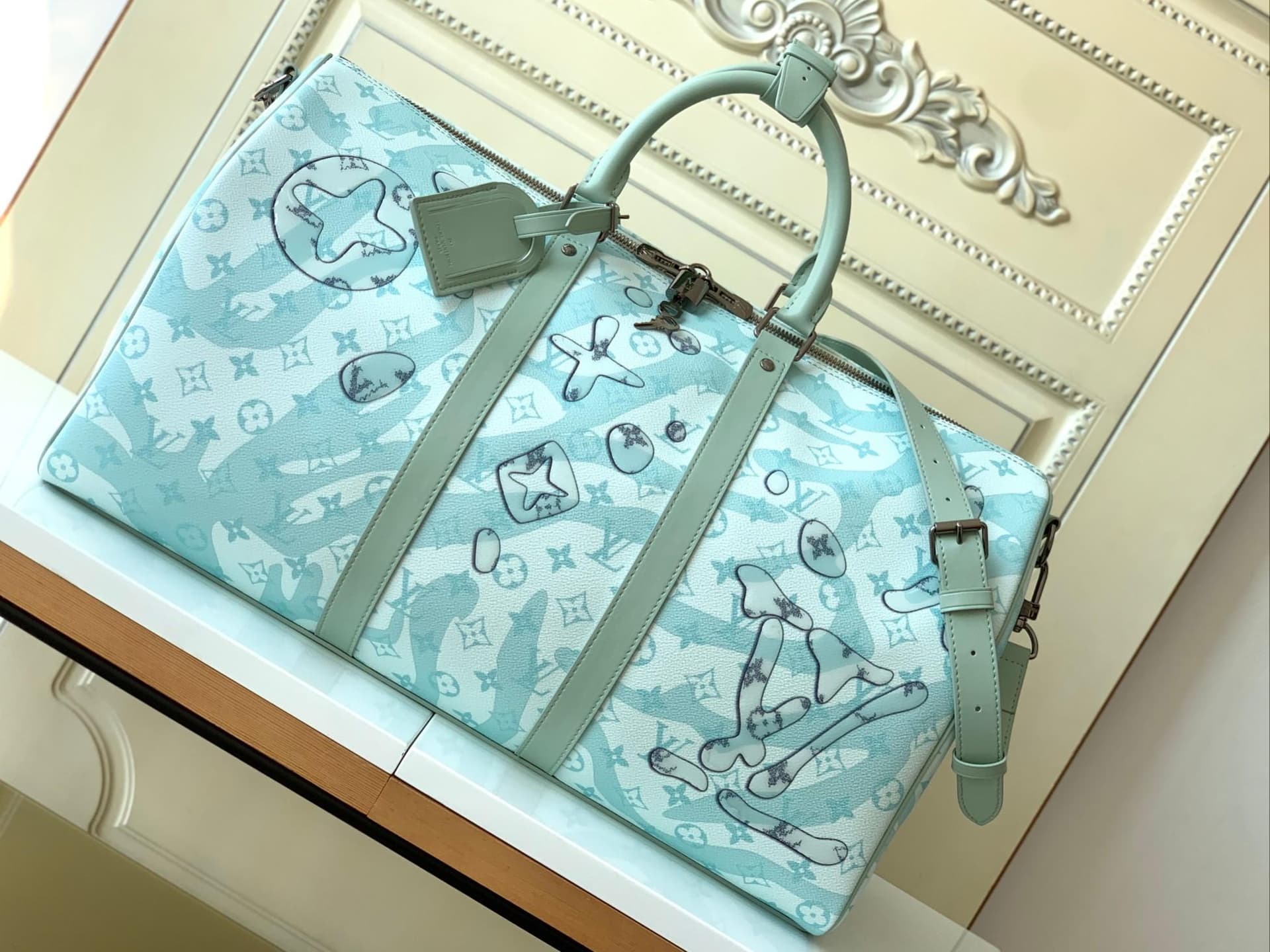 Louis Vuitton Keepall Bandouliere 50 Aqua Garden