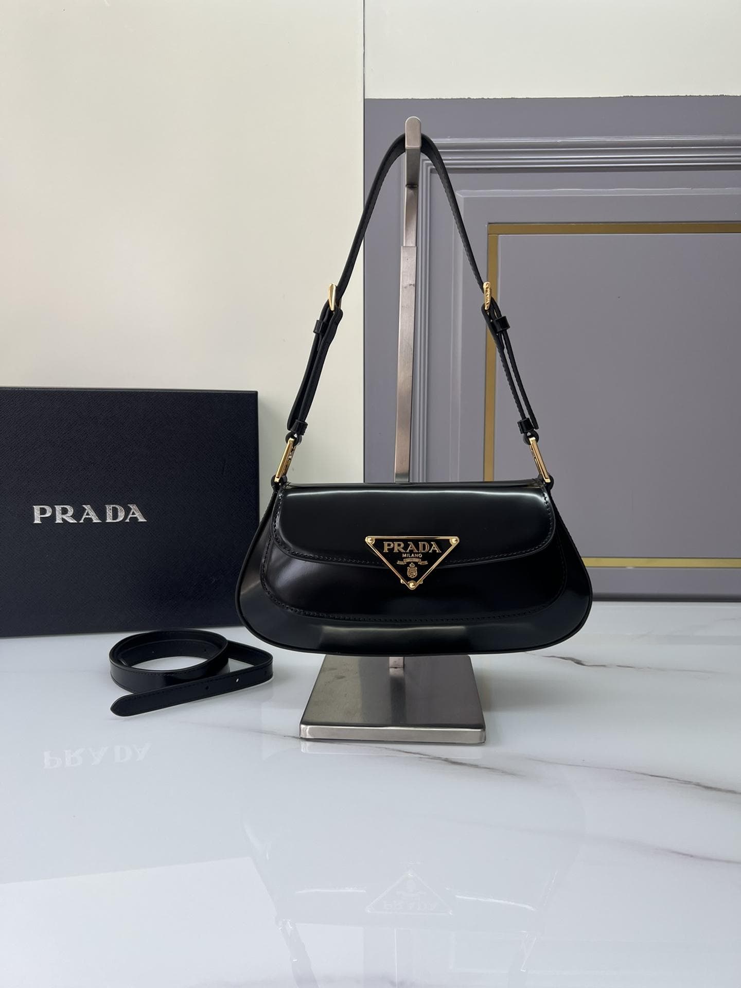 Prada Brushed Leather Shoulder
