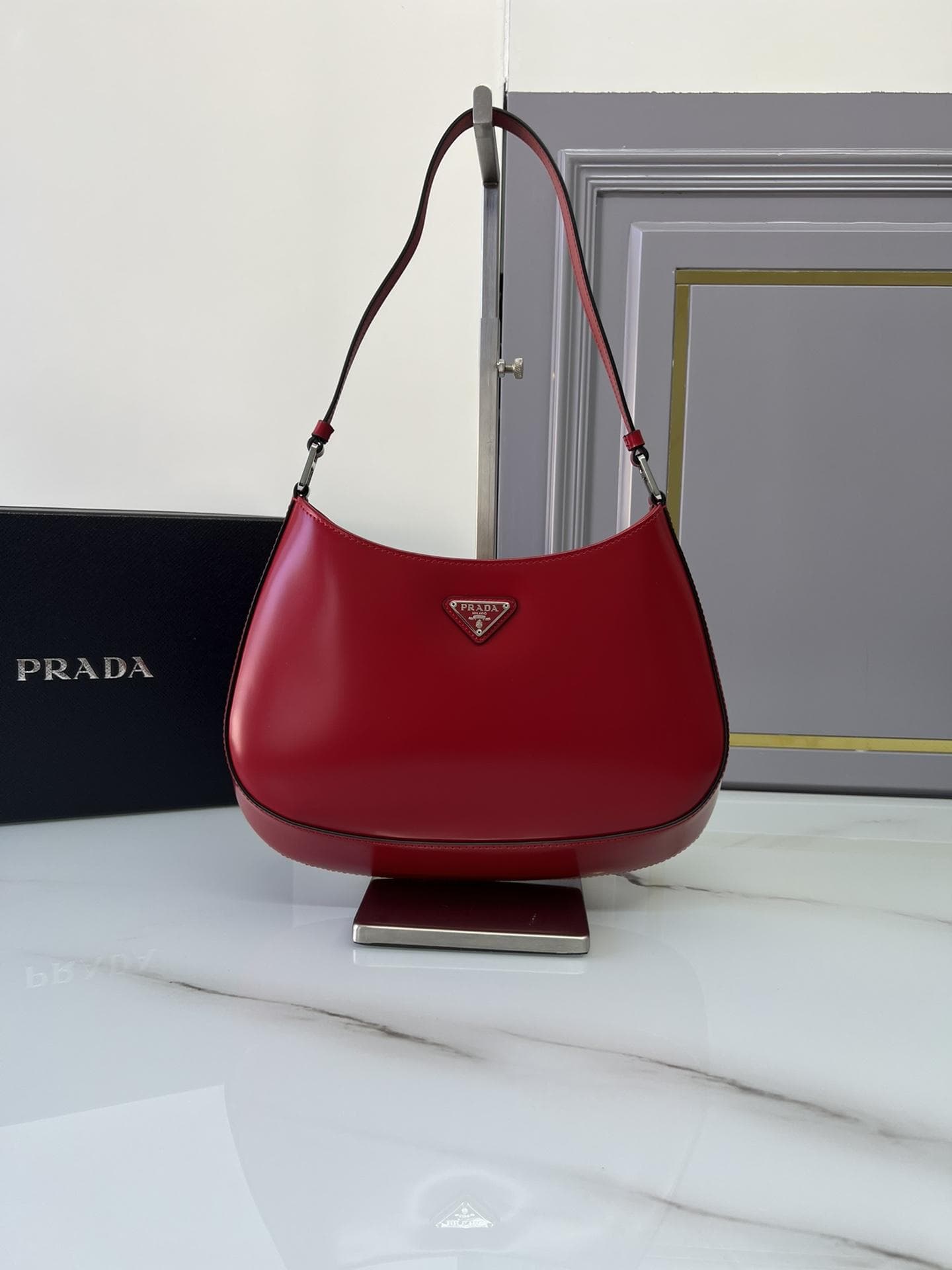 Prada Cleo Brushed Leather Shoulder