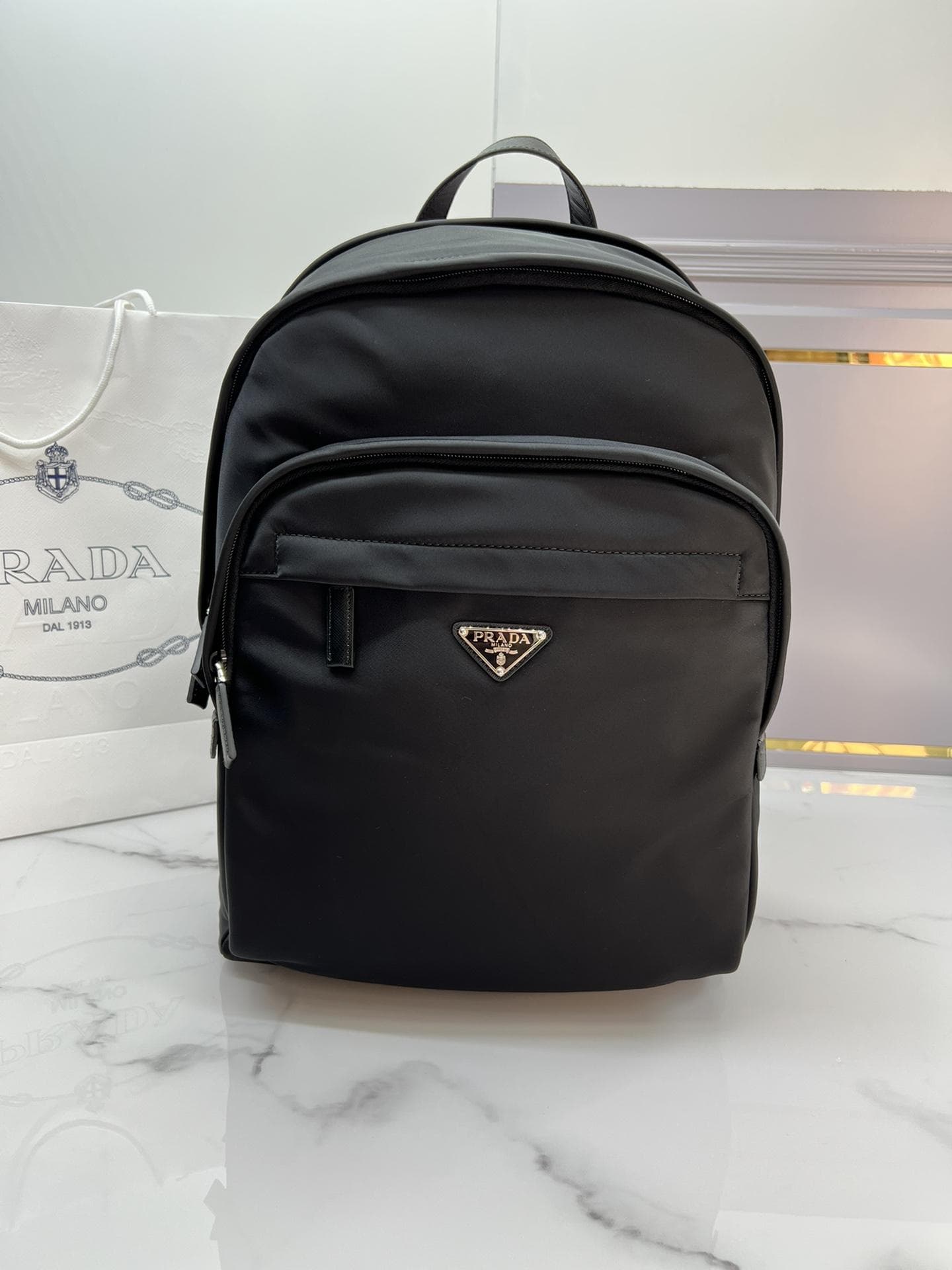 Re-Nylon Logo Plaque BackPack