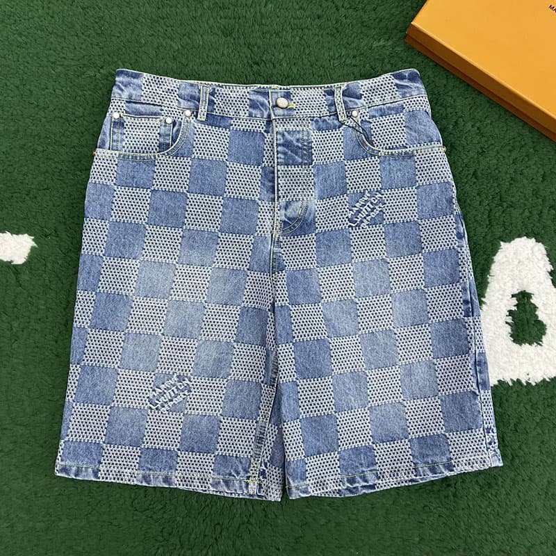 루이비통 다미에 3D 라이트 데님 숏 팬츠