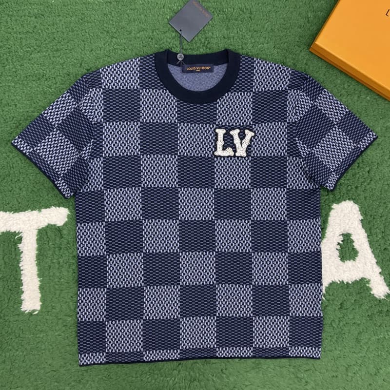 루이비통 다미에 LV 크리스탈 패치 반팔 티셔츠