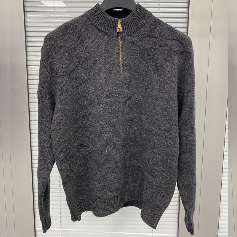 루이비통 빅 모노그램 자카드 울 하프 집업 니트