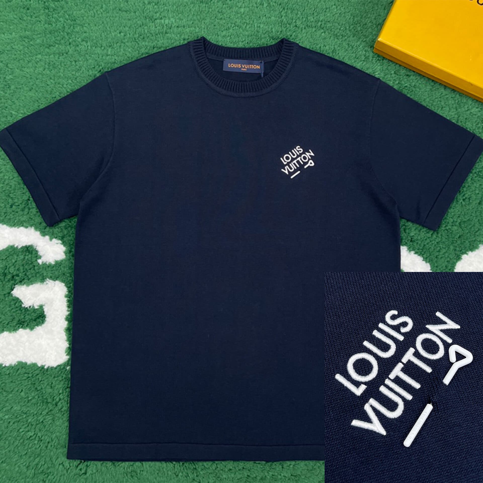 루이비통 엠브로이더드 시그니터 쇼트 슬리브 코튼 크루넥 니트 반팔 티셔츠 “5COLOR”