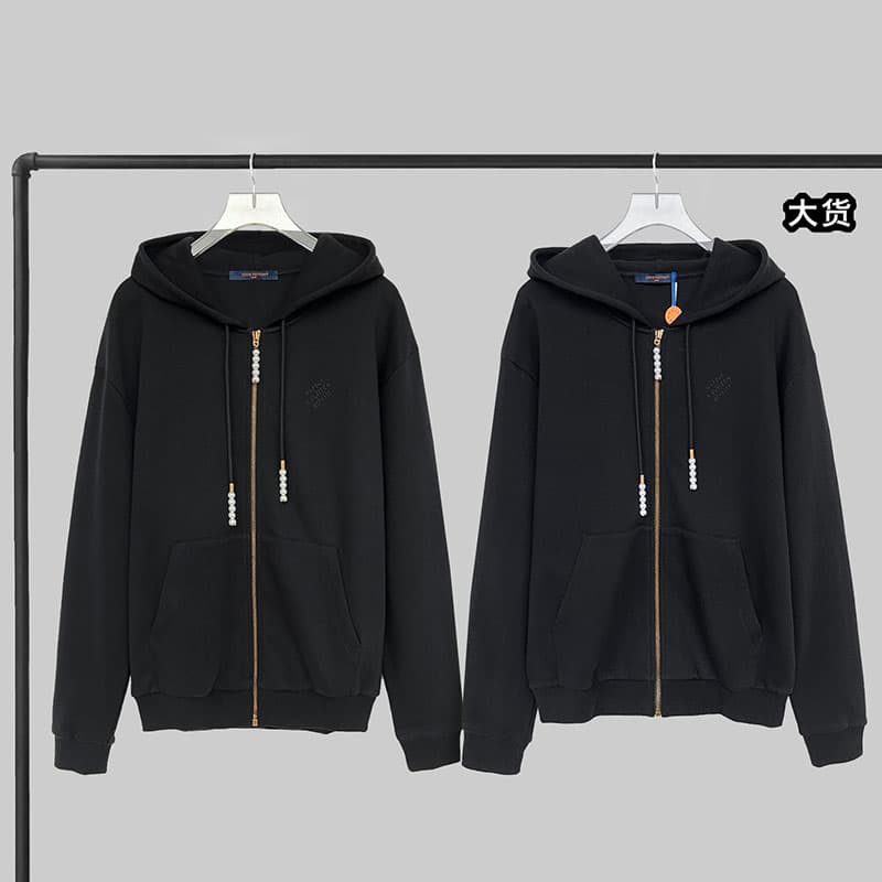 루이비통 엠브로이더드 진주풀러 저지 집업 후드