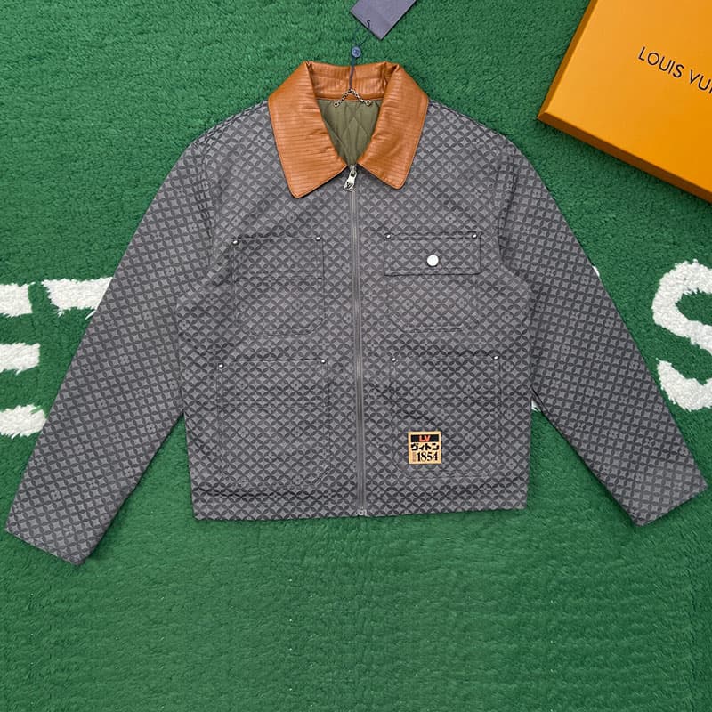 루이비통 25FW 자카드 댄디 모노그램 코튼 워크웨어 블루종