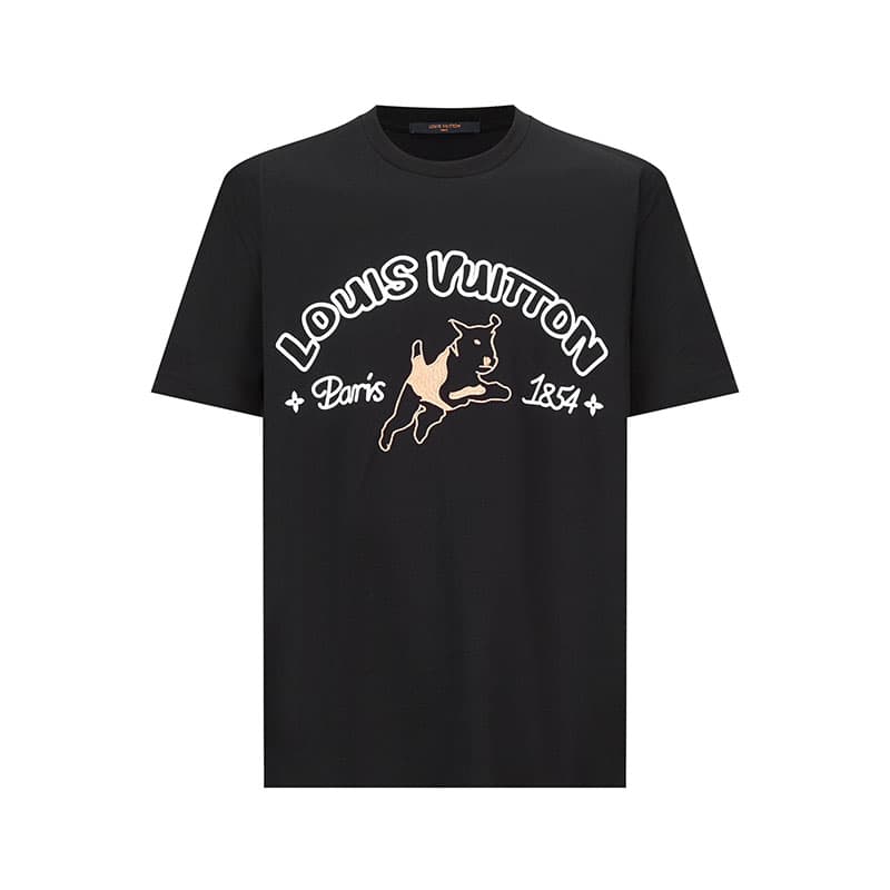 루이비통 MLVD 다미에 자카드 숏 슬리브드 코튼 셔츠