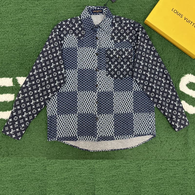 루이비통 x 니고 MNGM Waves 다미에 플란넬 셔츠