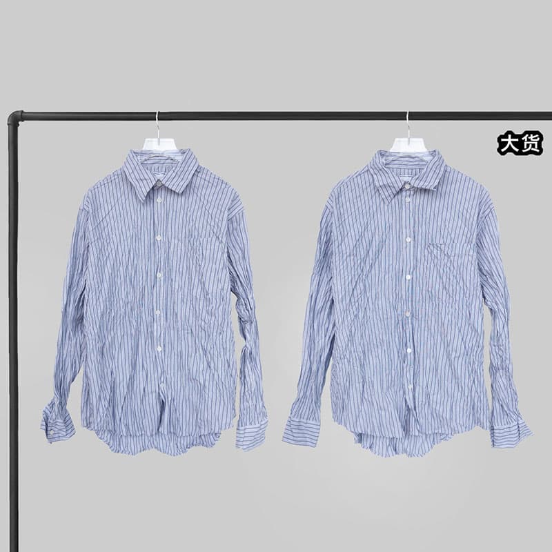 보테가베네타 크러쉬드 테크 포플린 셔츠 블루