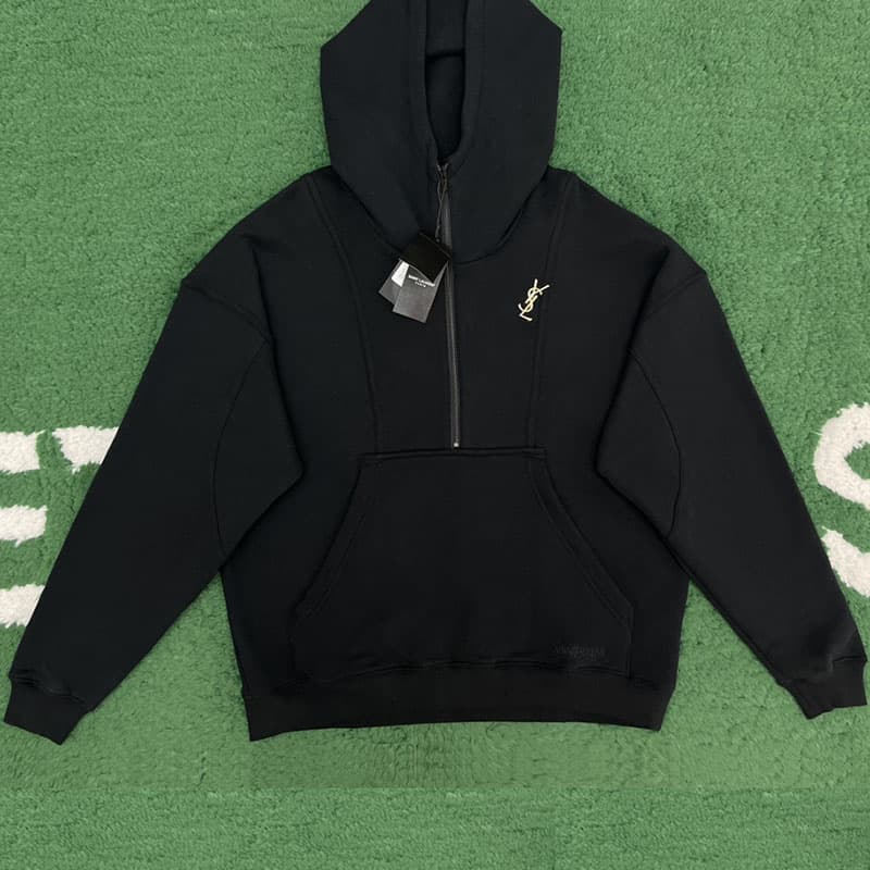 생로랑 로고 반집업 후디