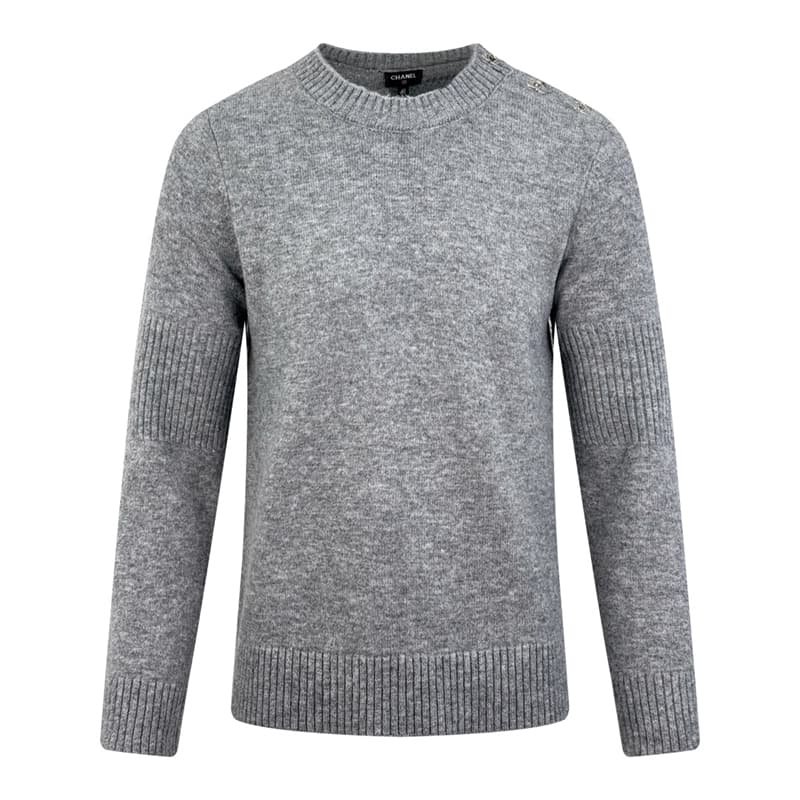 샤넬 숄더 버튼 CC로고 울 니트 스웨터