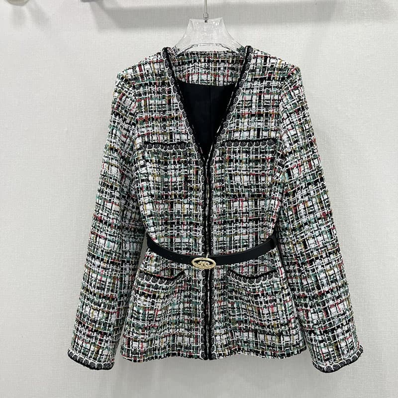 샤넬 트위드 V넥 자켓 멀티