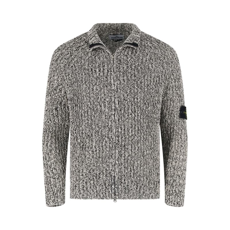 스톤아일랜드 립드 코튼 집 가디건