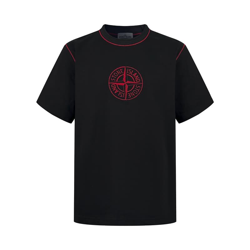 스톤아일랜드 콘트라스트 스티치 코마 코튼 티셔츠