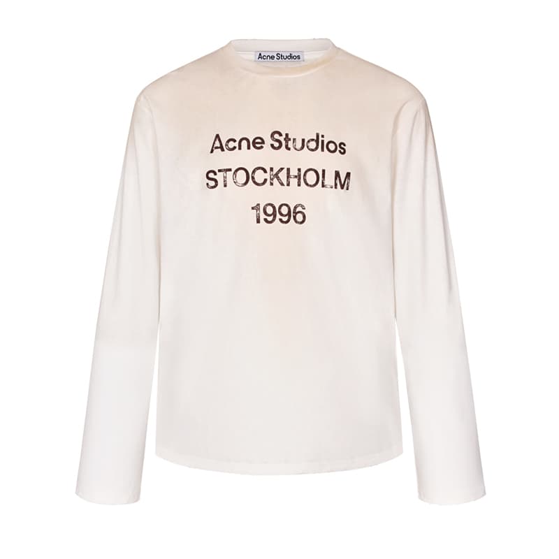 아크네 로고 디스트레스드 긴팔 티셔츠