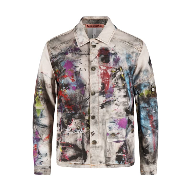 아크네 페인팅 프린트 워싱 데님 트러커 자켓