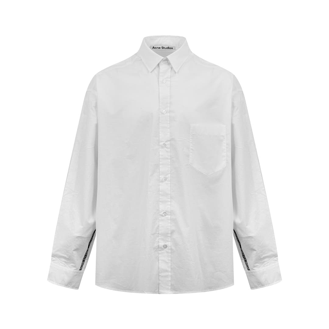 아크네 포플린 버튼업 로고 스트라이프 셔츠