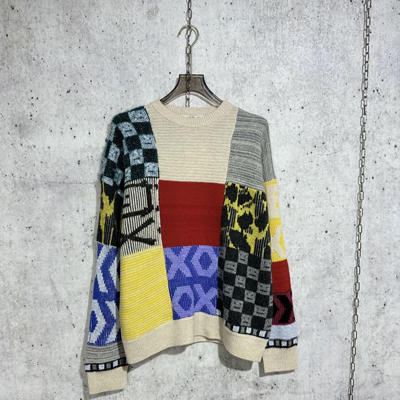 아크네 23SS 패치워크 패턴 니트 스웨터