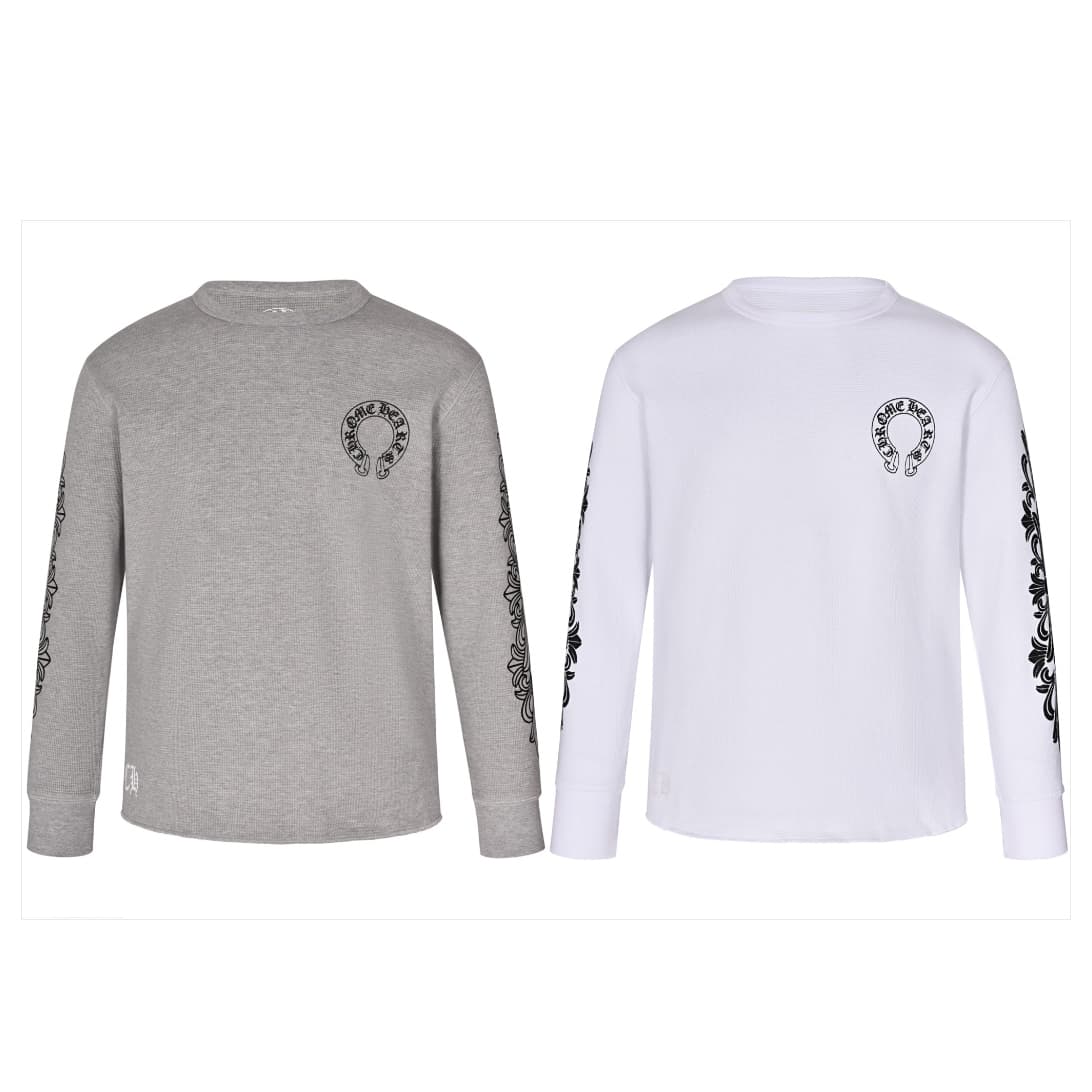 크롬하츠 홀스슈 플로럴 슬리브 와플 써멀 티셔츠