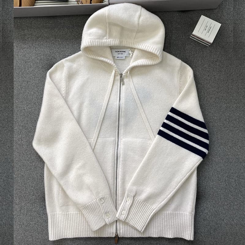 톰브라운 사선완장 4-Bar 클래식 울 후드 집업