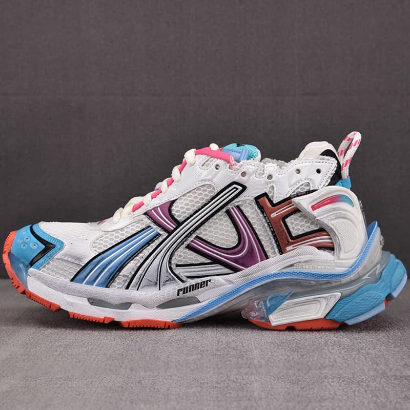 발렌시아가 러너 스니커즈 화이트/다크그린/블루/핑크