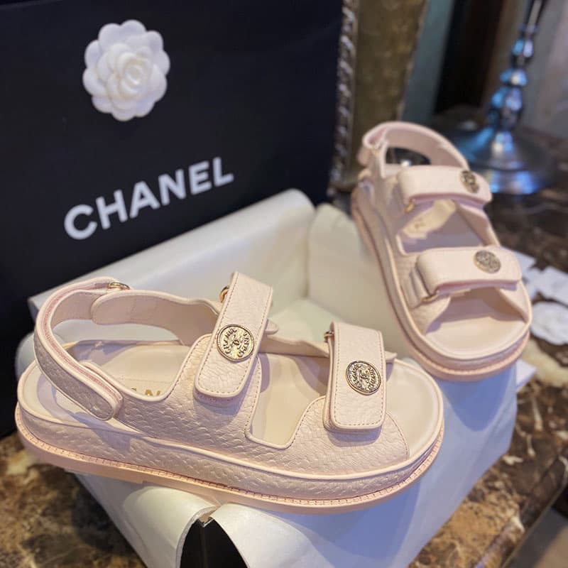 샤넬 22P CC 벨크로 스트랩 샌들 핑크